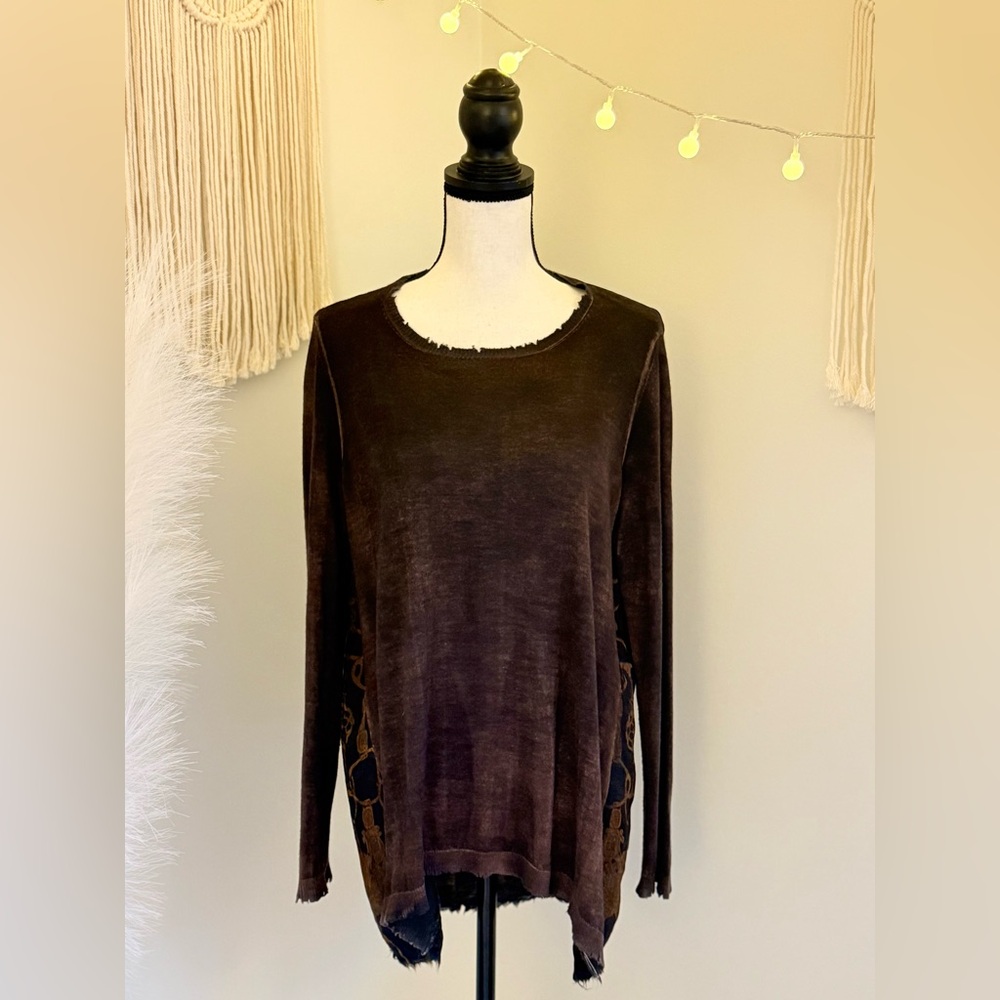 🌾 Avant Toi Cashmere and Silk Animal Print Top